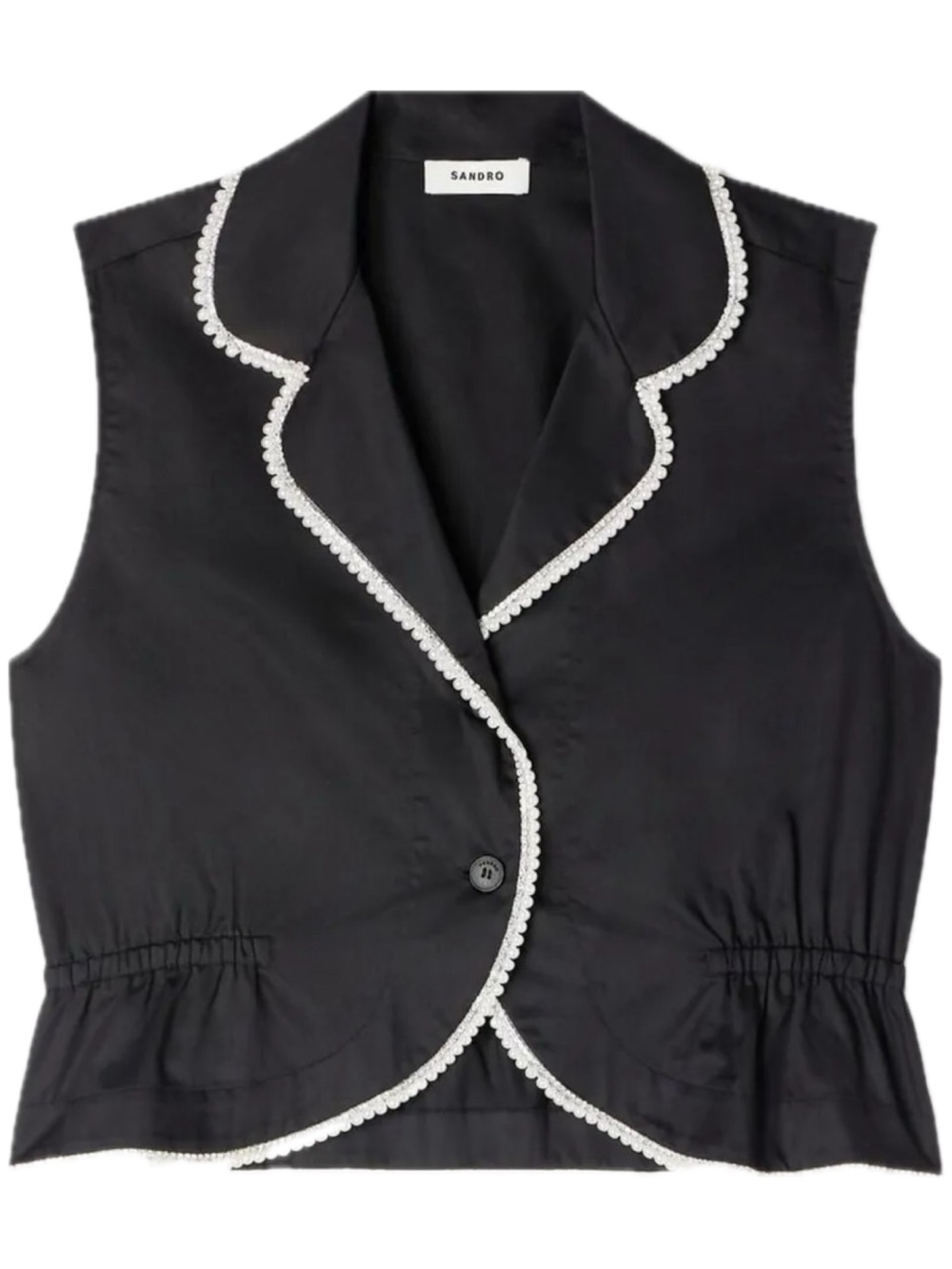 NWT ✨ SANDRO Beaded Blouse Tank Top Shirt Black XS 34 0 - Picture 3 of 10